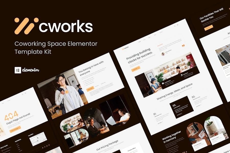 Cworks - Template Kit Elementor para espacios de coworking