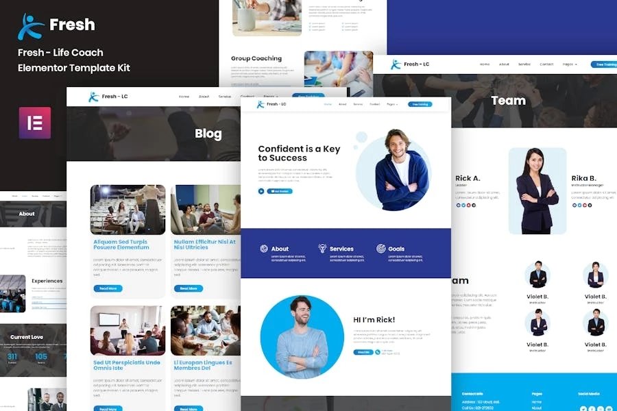 Fresh - Template Kit de Life Coach Elementor