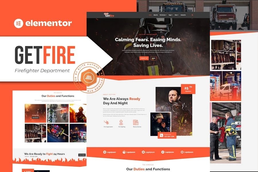 Getfire - Template Kit Elementor del Departamento de Bomberos