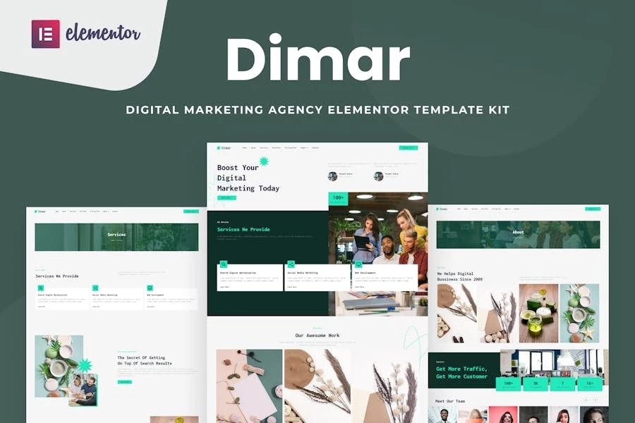 Dimar - Kit de plantillas Elementor de marketing digital