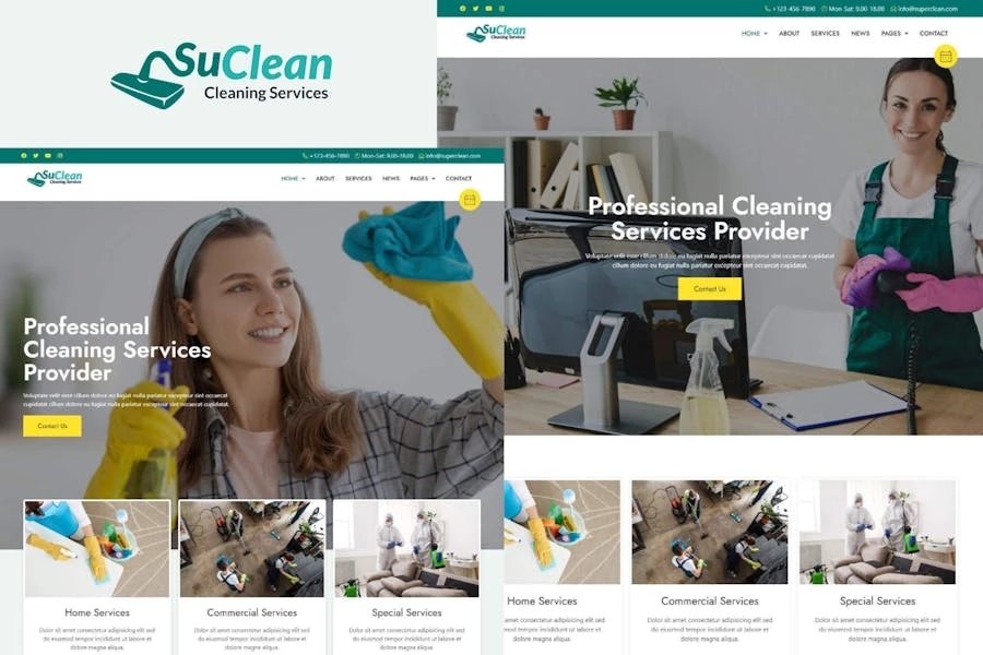 SuClean - Kit de plantillas Elementor para servicios de limpieza