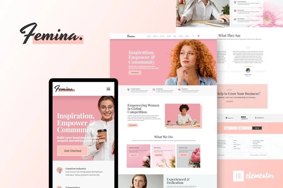 Femina - Template Kit de Elementor para empresas femeninas