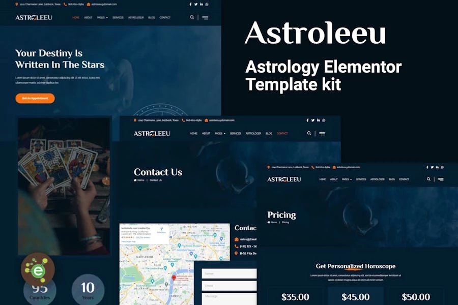 Astroleeu - Template Kit Elementor de Astrología y Numerología