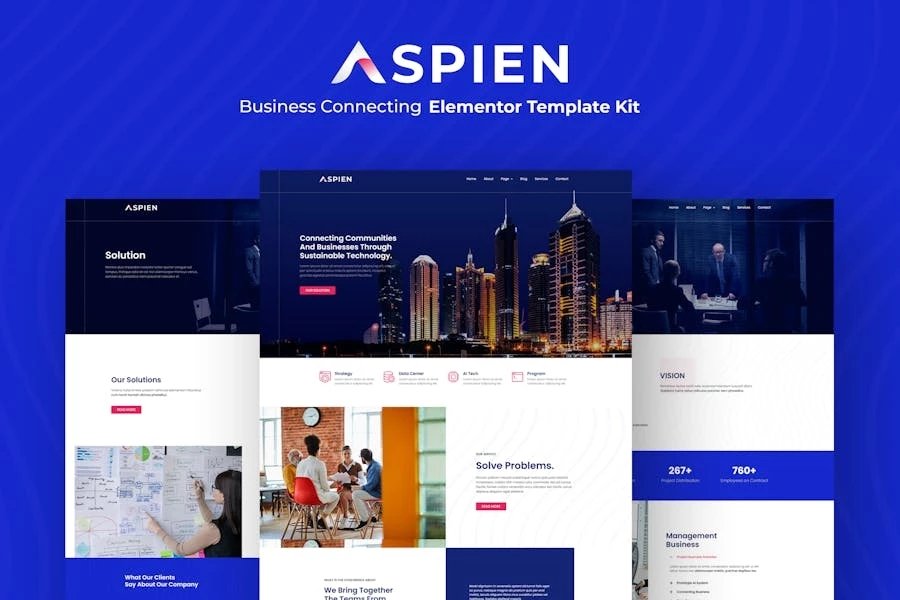 Aspien - Template Kit de Elementor para conexiones empresariales