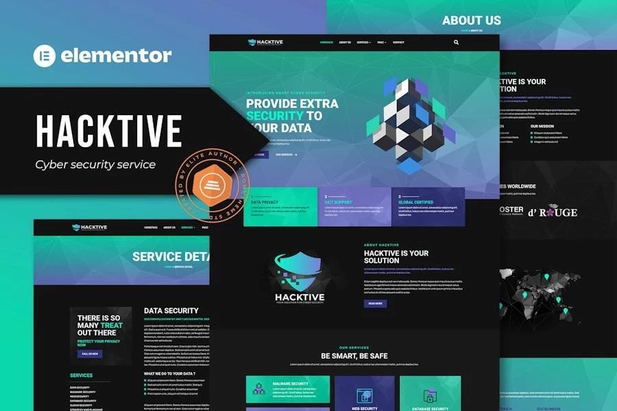 Hacktive - Template Kit Elementor del servicio de ciberseguridad