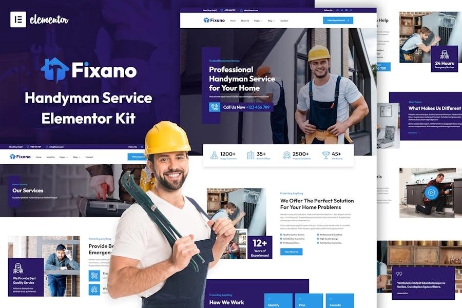 Fixano - Template Kit Elementor de Handyman Services