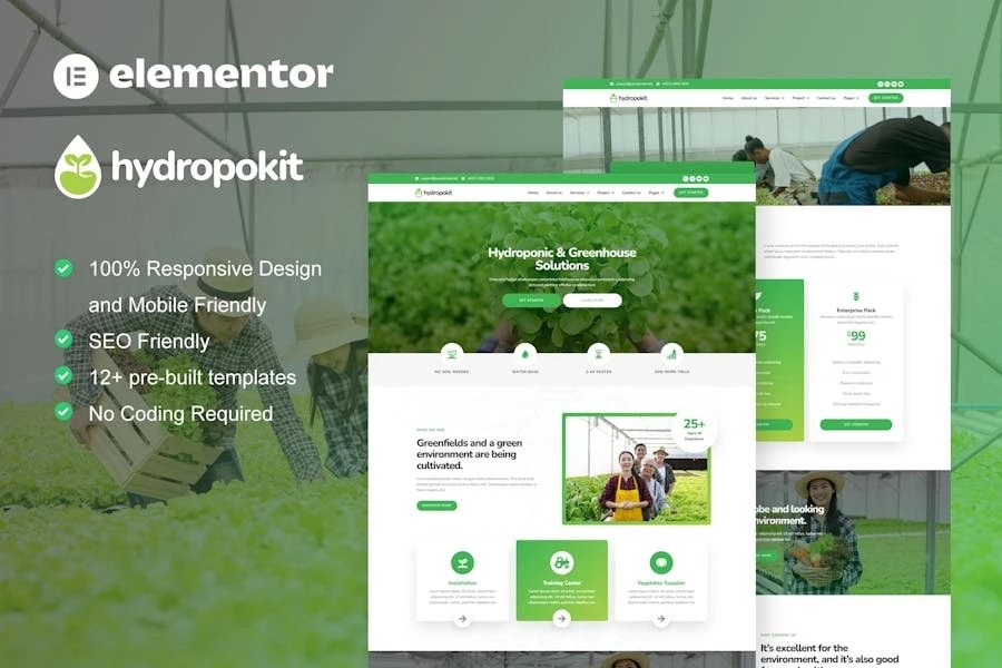 Hydropokit - Template Kit Elementor para uso hidropónico y agrícola