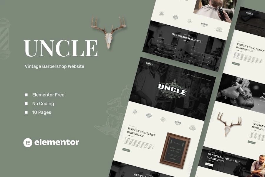 Uncle - Template Kit de Barbershop Elementor