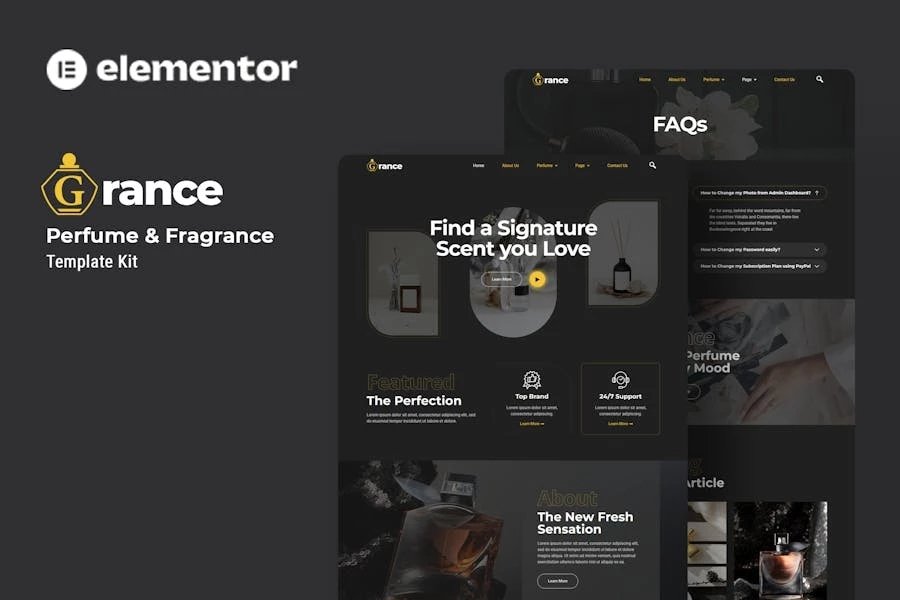 Grance - Template Kit Elementor para perfumes y fragancias