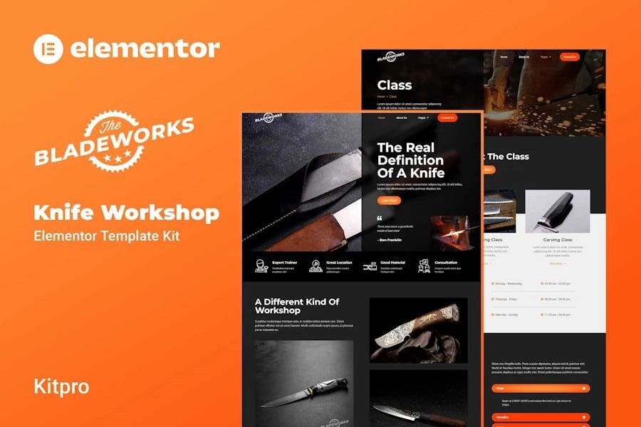 Bladeworks - Template Kit Elementor de Knife Workshop