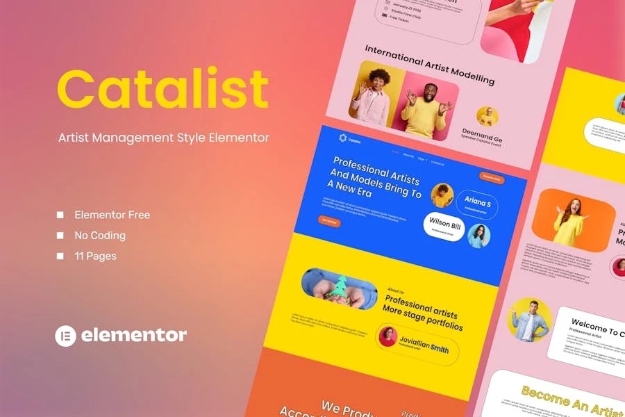 Catalist - Template Kit Elementor de gestión de artistas