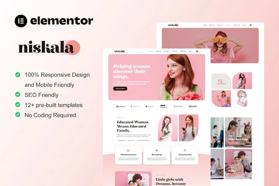 Niskala - Template Kit de Elementor empresarial femenino