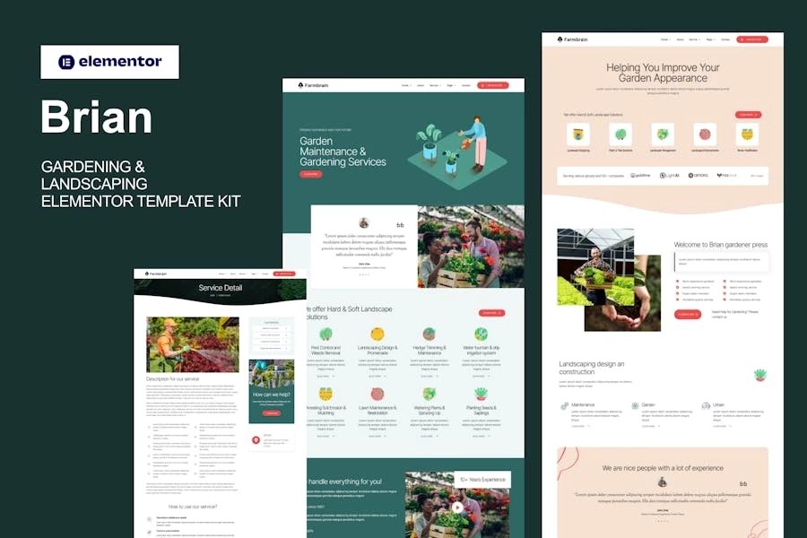 Brian - Template Kit Elementor para jardinería y paisajismo