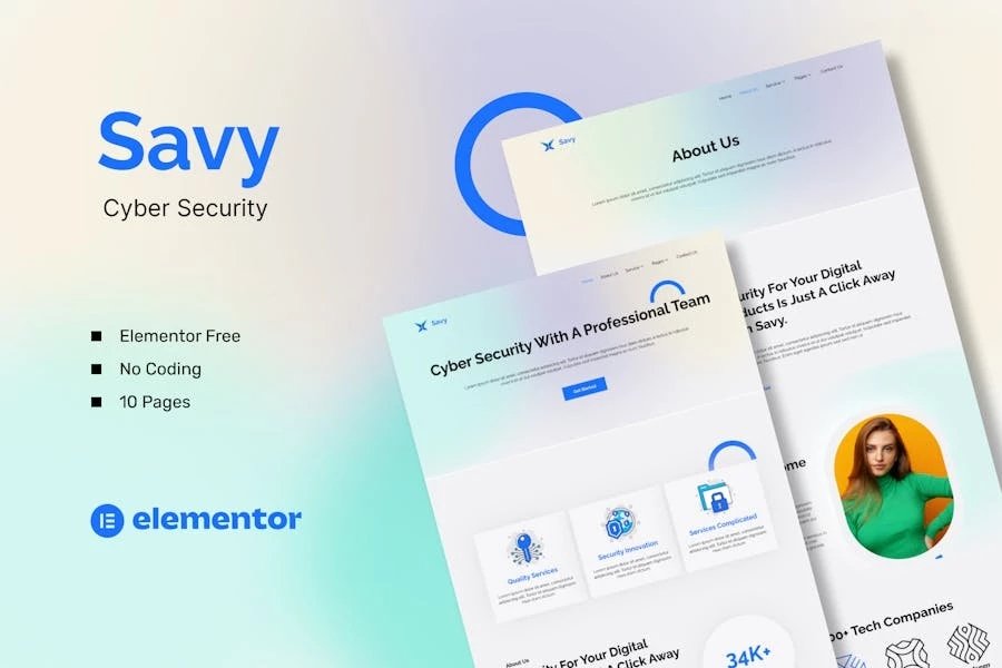 Savy - Template Kit Elementor de ciberseguridad