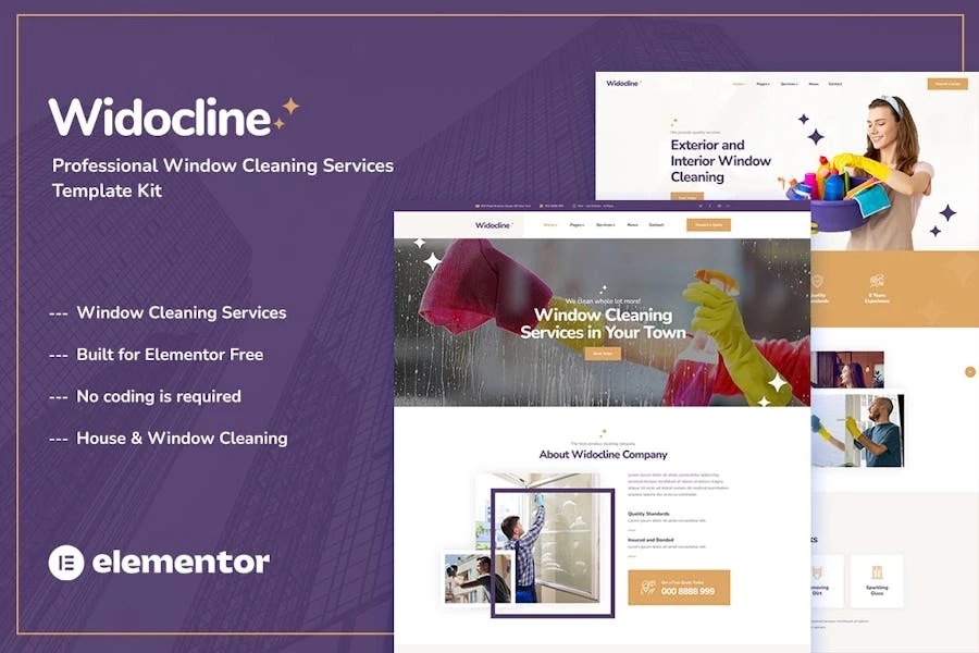 Widocline - Template Kit para servicios profesionales de limpieza de ventanas