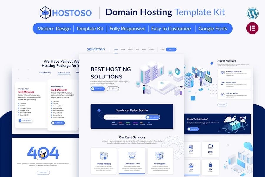 HOSTOSO - Template Kit para servicios de alojamiento y alojamiento web