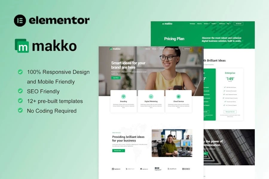 Makko - Kit completo de plantillas para sitios de Digital Agencia Elementor Pro