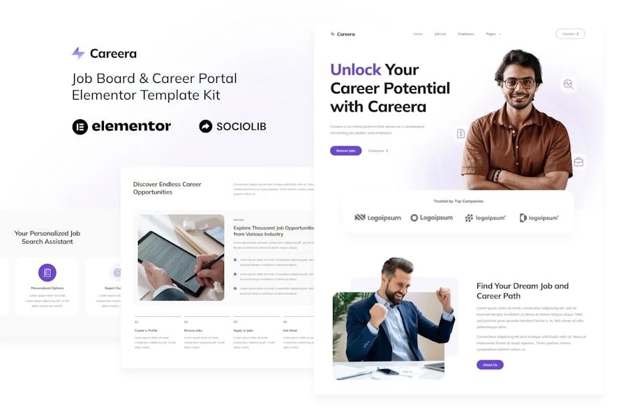 Careera - Template Kit Elementor para bolsa de trabajo y portal de empleo