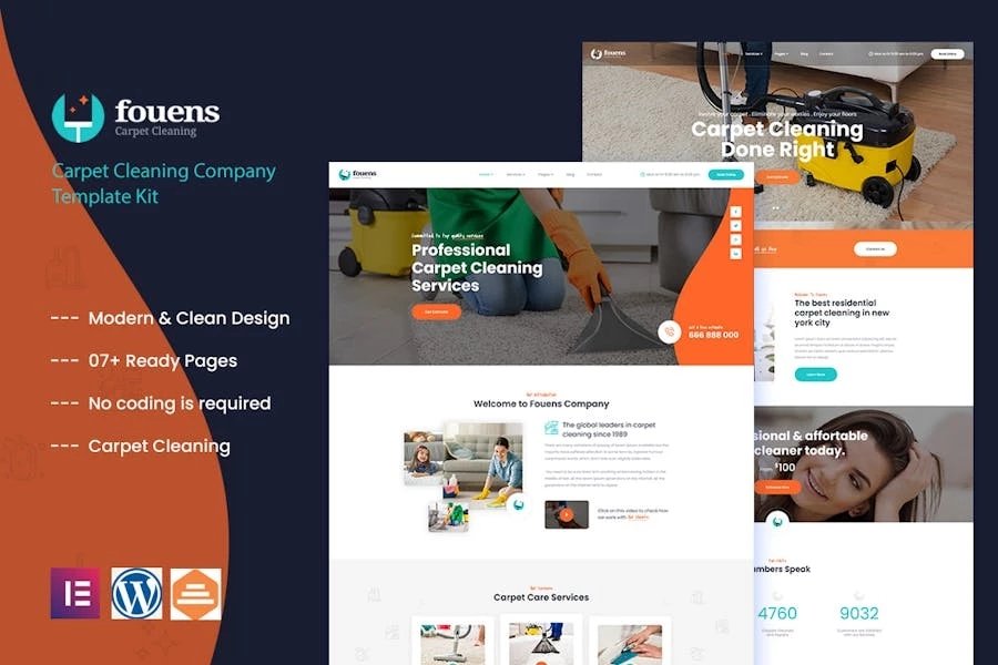 Fouens - Template Kit Elementor para empresas de limpieza y mantenimiento del hogar