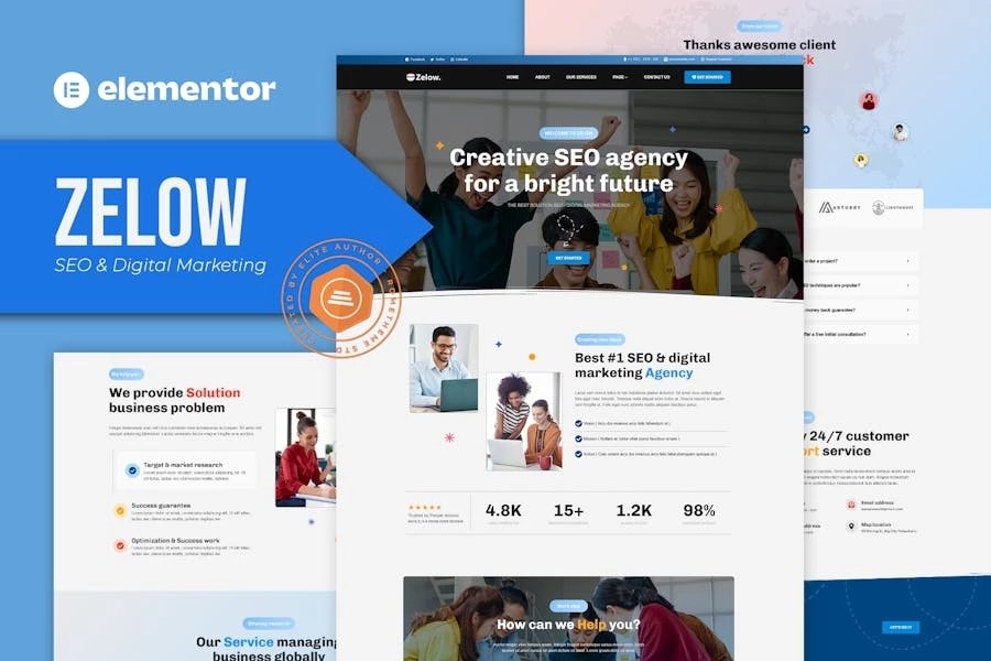 Zelow - Template Kit Elementor para Agencia de SEO y marketing digital