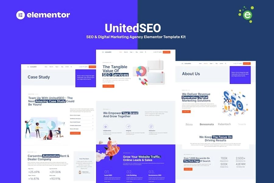 UnitedSEO - Template Kit Elementor para Agencia de SEO y marketing digital