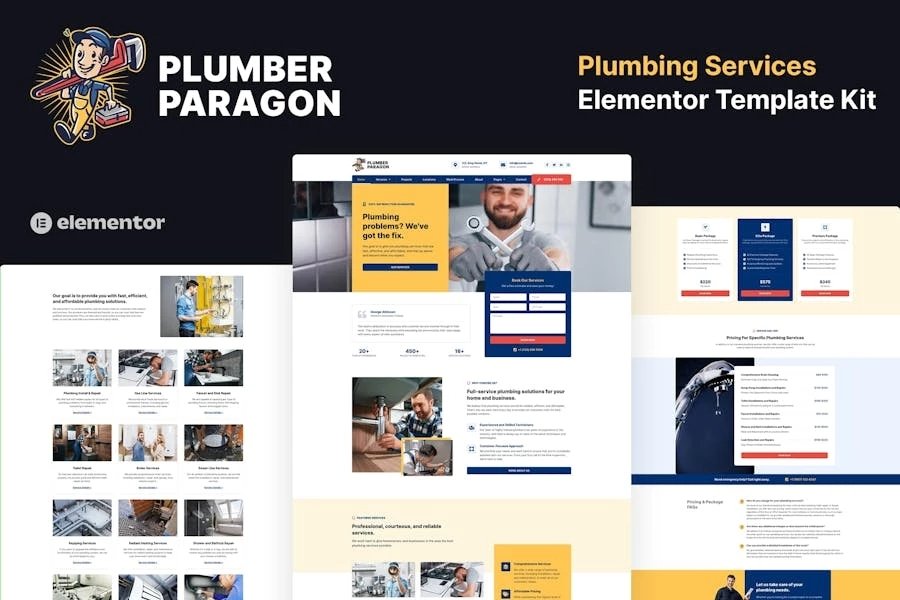 Plumber Paragon - Template Kit Elementor Pro para servicios de fontanería
