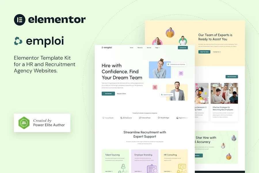 Emploi Template Kit Elementor para Agencia de recursos humanos y contratación