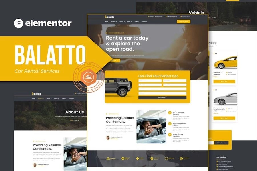 Balatto - Template Kit Elementor Pro para empresas de alquiler de coches