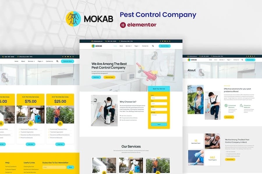Mokab - Kit de plantillas Elementor Pro para servicios de control de plagas