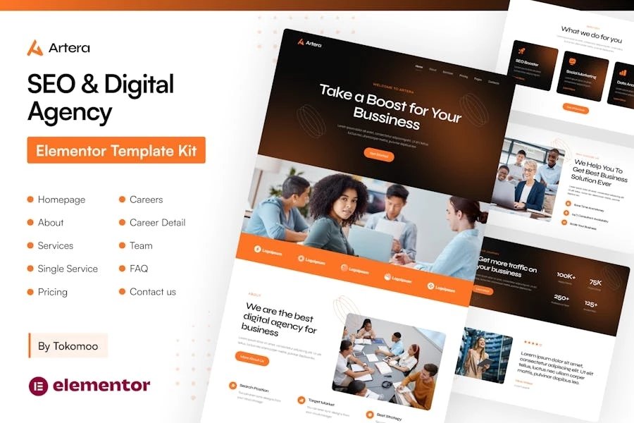 Artera - Template Kit Elementor Pro para SEO y Agencia digitales