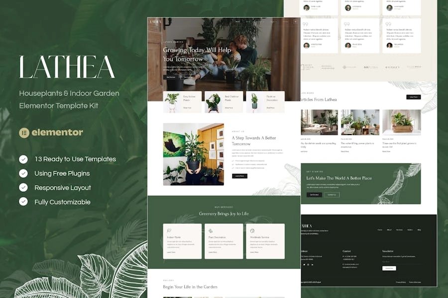 Lathea - Template Kit Elementor para plantas de interior y jardines interiores