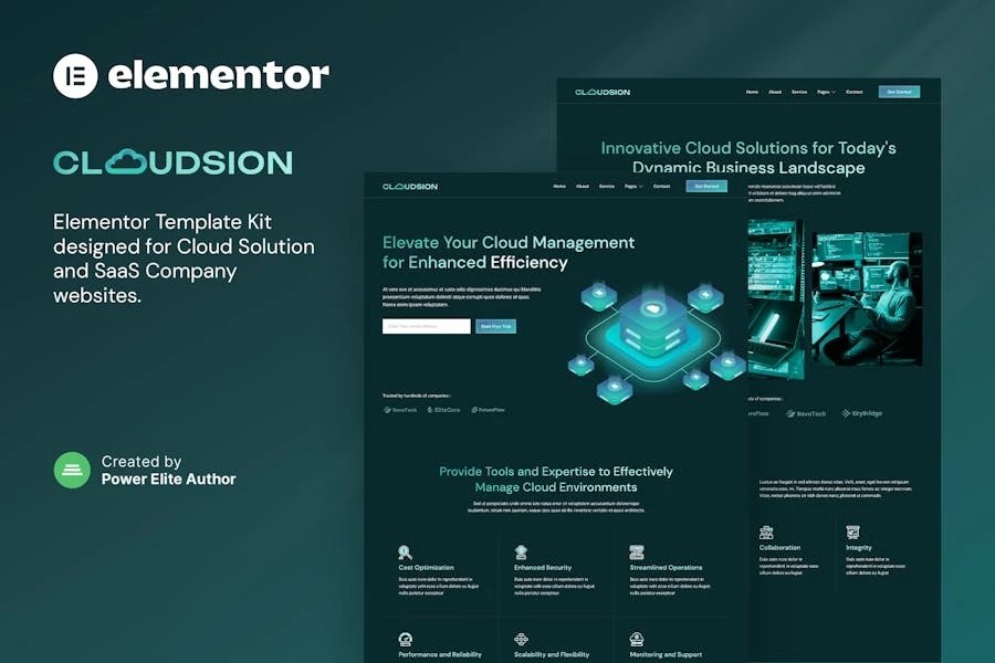 Cloudsion Kit de plantillas Elementor para empresas de SaaS y soluciones en la nube