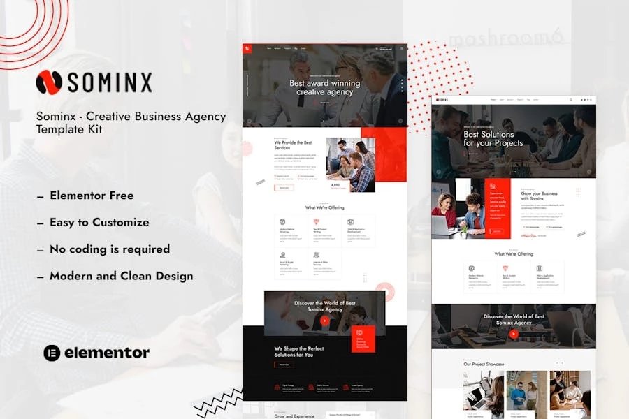 Sominx - Template Kit Elementor para Agencia de negocios creativos