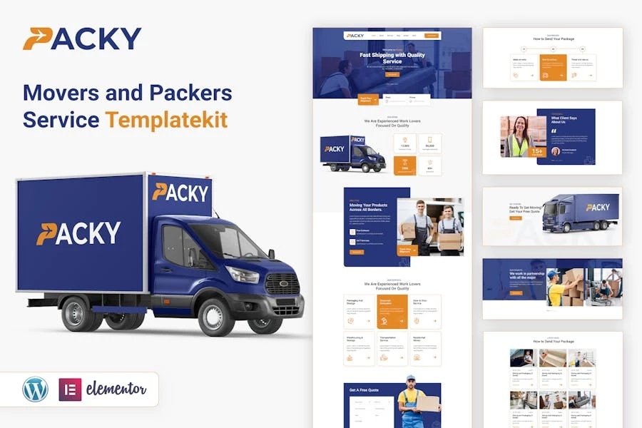 PACKY Template Kit Elementor de Packers Movers Service