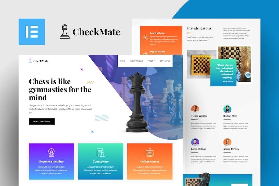 CheckMate - Template Kit de Elementor para torneos y clubes de ajedrez