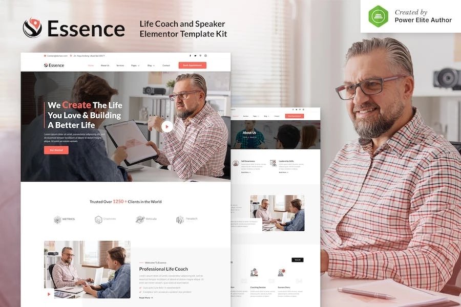 Essence Kit de plantillas Elementor para Life Coach y Speaker