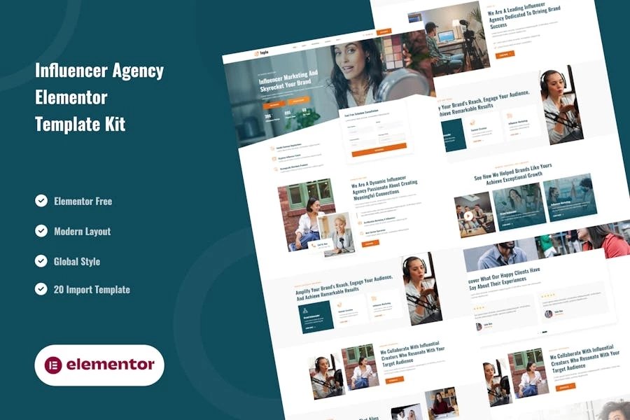 Inplu - Template Kit Elementor para Agencia de influencia y marketing