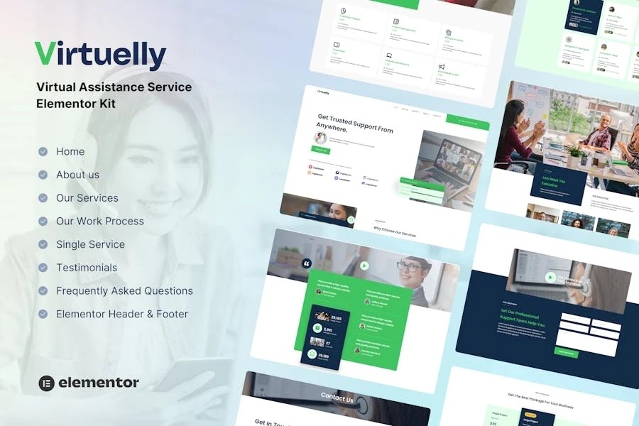 Virtuelly - Template Kit Elementor del servicio de asistente virtual