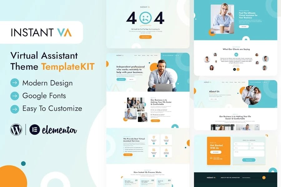 Instant VA - Template Kit de Elementor de asistente virtual