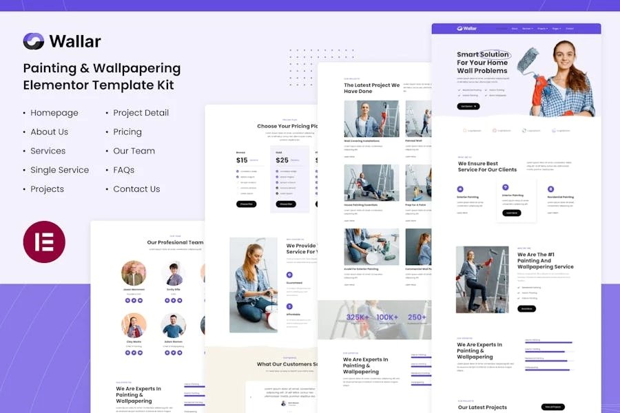 Wallar Servicio de pintura y empapelado Elementor Template Kit
