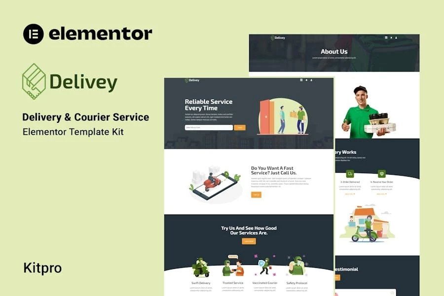 Entrega - Template Kit de Elementor para servicio de mensajería y entrega