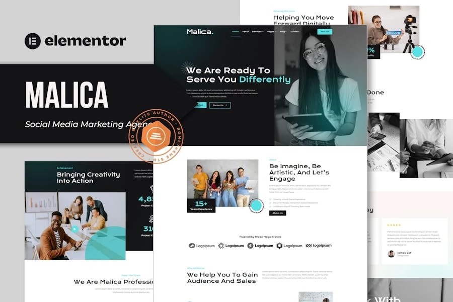Malica - Template Kit Elementor para Agencia de marketing en redes sociales