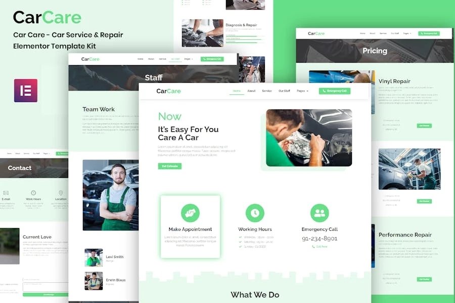 CarCare - Template Kit Elementor de servicio y reparación de automóviles