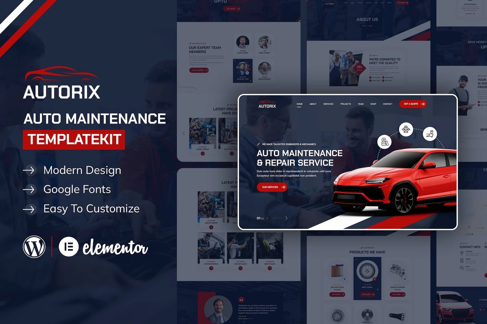Autorix - Template Kit Elementor para mantenimiento de automóviles