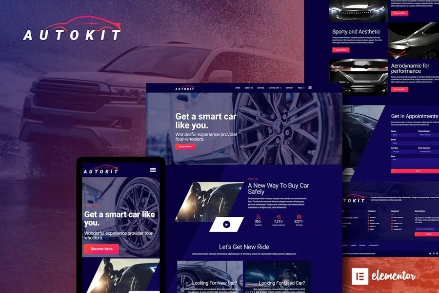 AutoKit - Kit de plantillas Elementor para concesionarios de automóviles y listados de automóviles