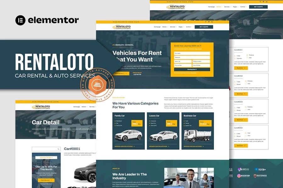 Rentaloto - Template Kit Elementor para alquiler de autos y servicios de automóviles