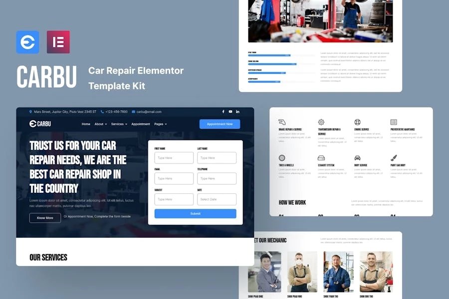 Carbu - Template Kit Elementor para reparación de automóviles