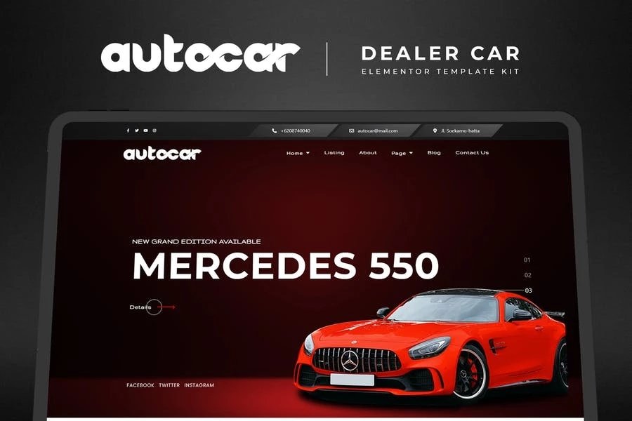 Autocar - Kit de plantillas Elementor Pro para concesionarios de automóviles
