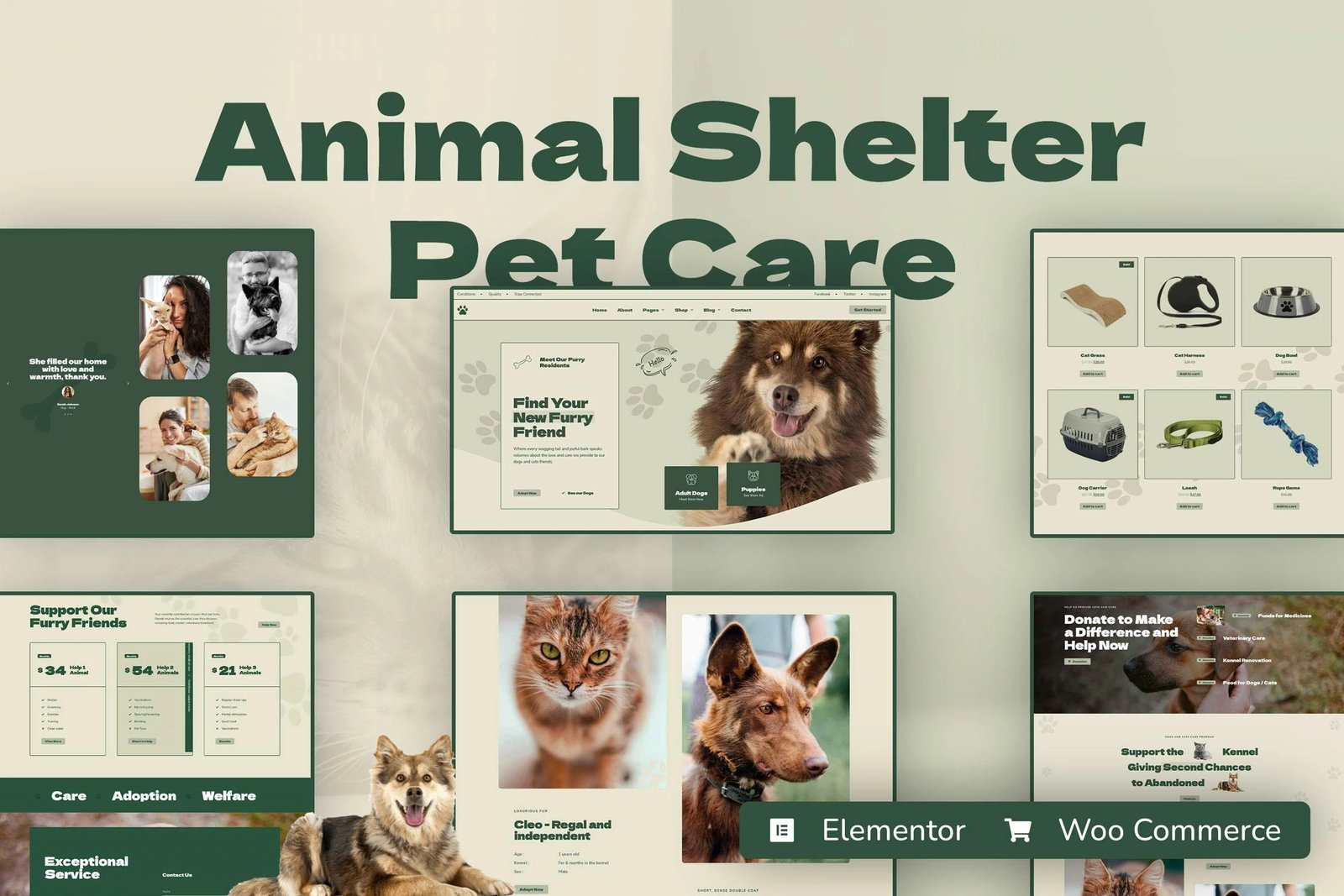 Kenneli - Kit de plantillas Elementor Pro para refugio de animales y cuidado de mascotas