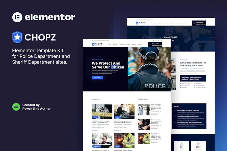 Chopz - Template Kit Elementor del Departamento de Policía y Alguacil